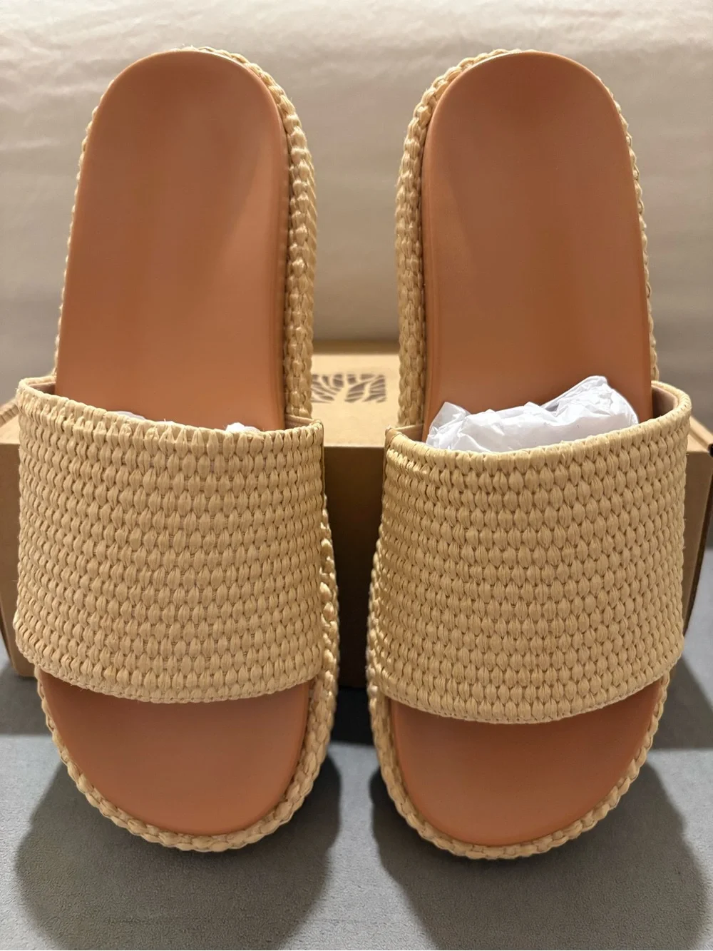 Eqaudes Women’s Woven Slide Platform Sandal in Natural - US Size 7